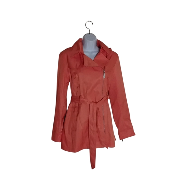 Vince Camuto Jackets & Blazers - Vince Camuto Women's M Orange Zippers Lined Tie Hood Pockets Trench Coat